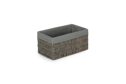 SMALL GREY PAPER ROPE STORAGE BASKET with GREY SAGE LINING