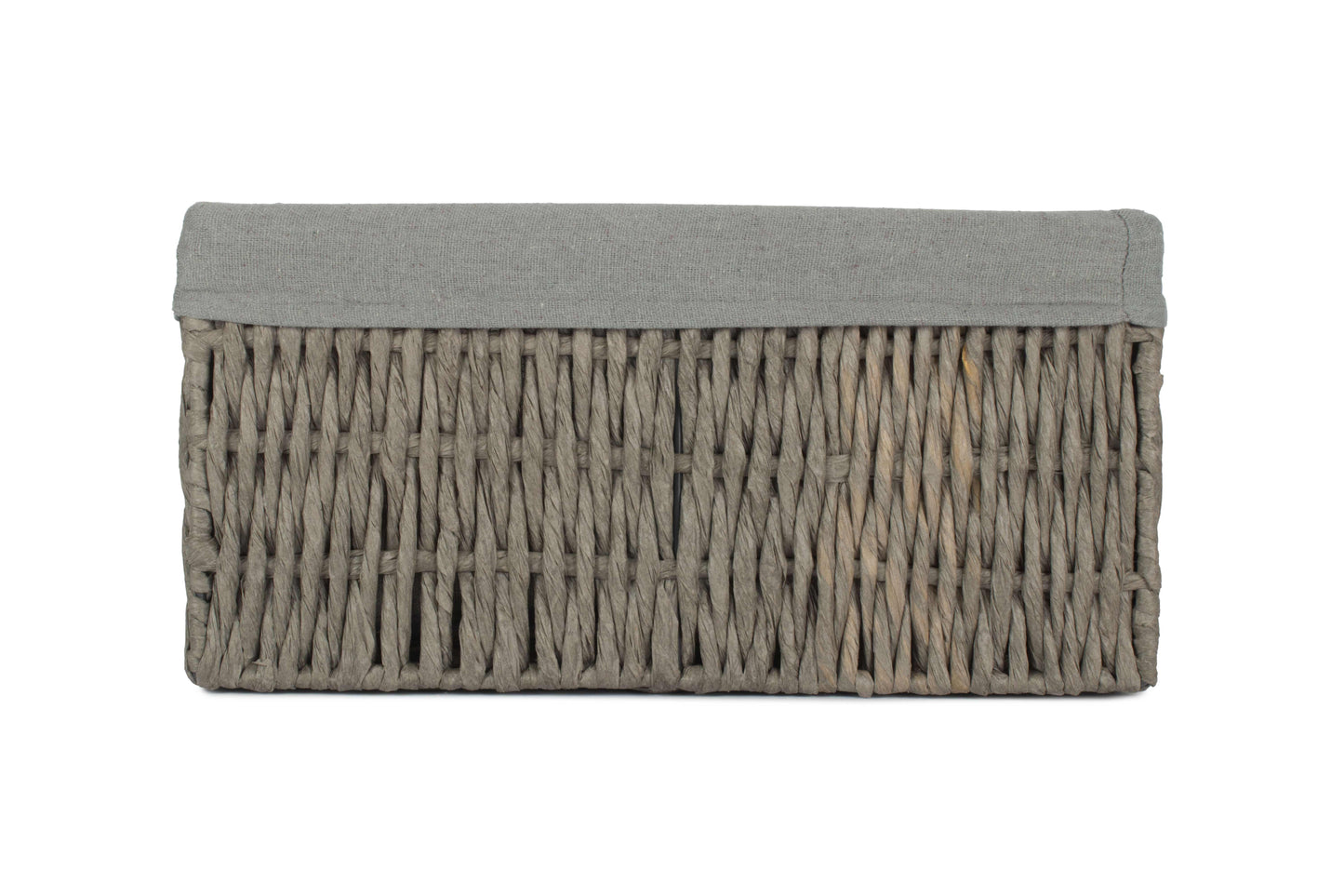 SMALL GREY PAPER ROPE STORAGE BASKET with GREY SAGE LINING