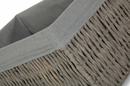 SMALL GREY PAPER ROPE STORAGE BASKET with GREY SAGE LINING