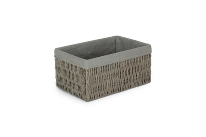 MEDIUM GREY PAPER ROPE STORAGE BASKET with GREY SAGE LINING