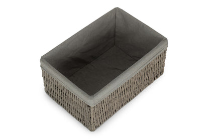 MEDIUM GREY PAPER ROPE STORAGE BASKET with GREY SAGE LINING
