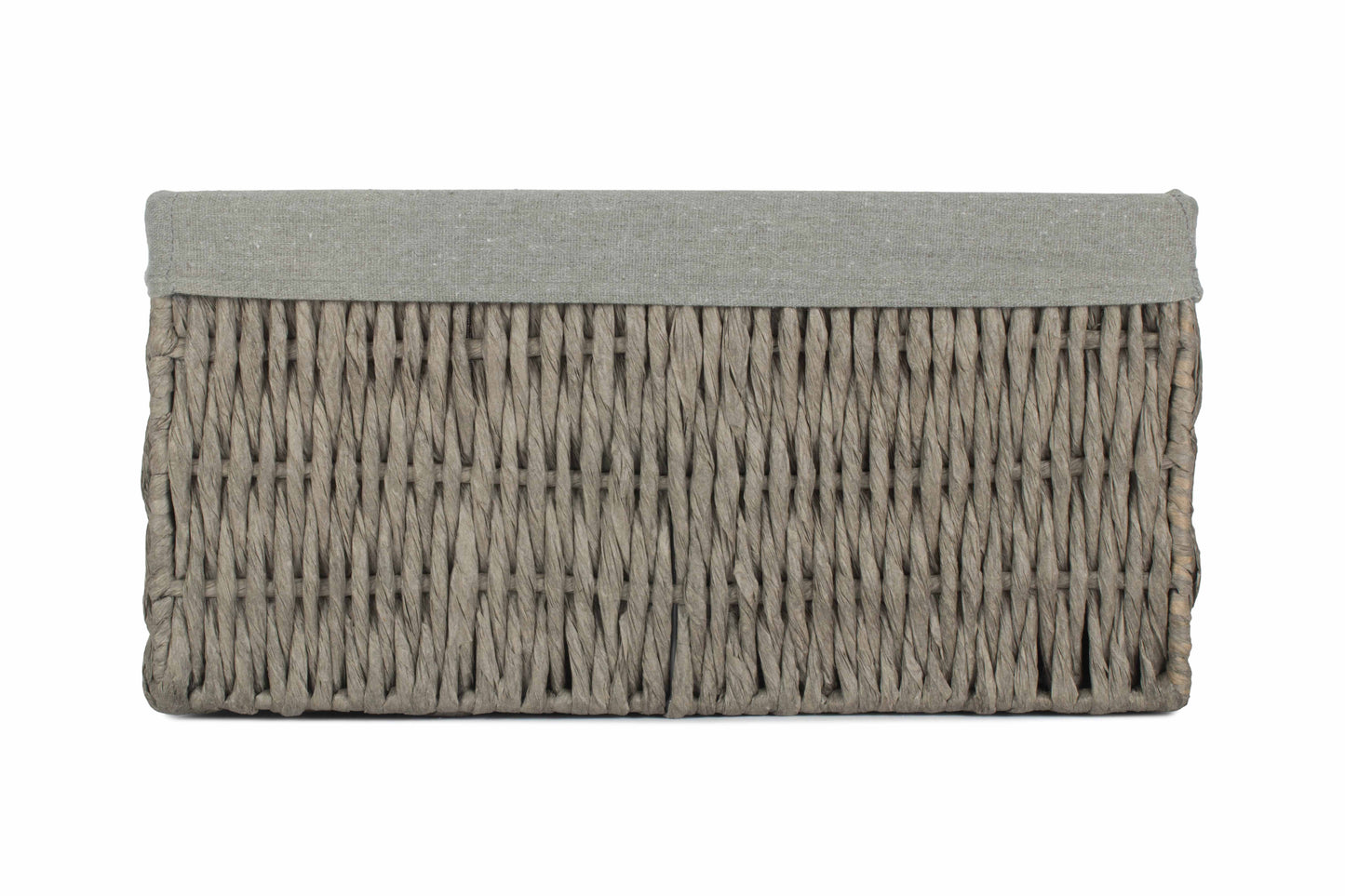 MEDIUM GREY PAPER ROPE STORAGE BASKET with GREY SAGE LINING
