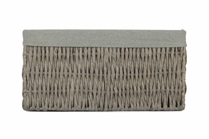 MEDIUM GREY PAPER ROPE STORAGE BASKET with GREY SAGE LINING