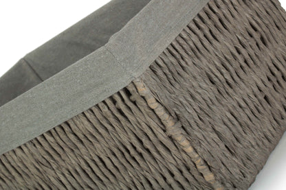 MEDIUM GREY PAPER ROPE STORAGE BASKET with GREY SAGE LINING
