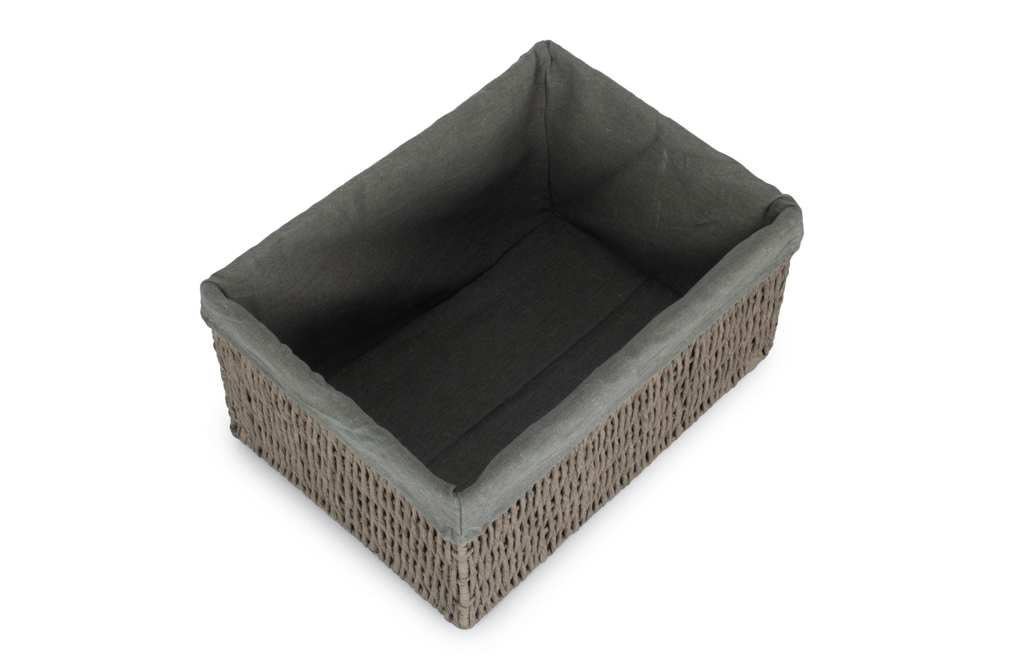 EXTRA LARGE GREY PAPER ROPE STORAGE BASKET with GREY SAGE LINING