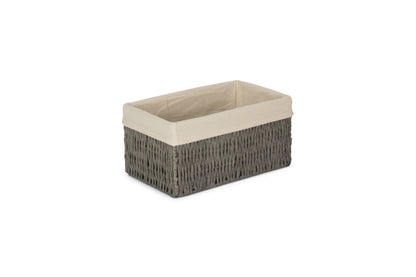 SMALL GREY PAPER ROPE STORAGE BASKET with WHITE LINING
