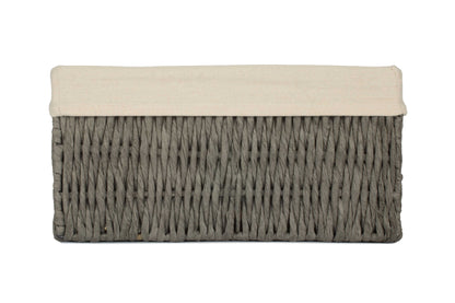 SMALL GREY PAPER ROPE STORAGE BASKET with WHITE LINING