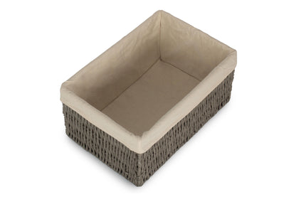 MEDIUM GREY PAPER ROPE STORAGE BASKET with WHITE LINING