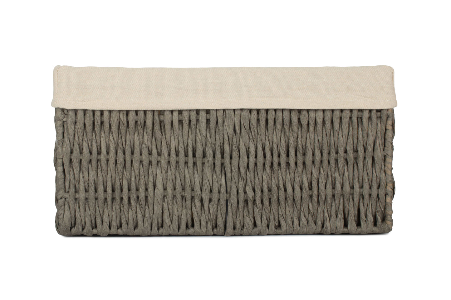 MEDIUM GREY PAPER ROPE STORAGE BASKET with WHITE LINING