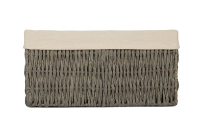 MEDIUM GREY PAPER ROPE STORAGE BASKET with WHITE LINING