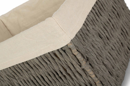 MEDIUM GREY PAPER ROPE STORAGE BASKET with WHITE LINING