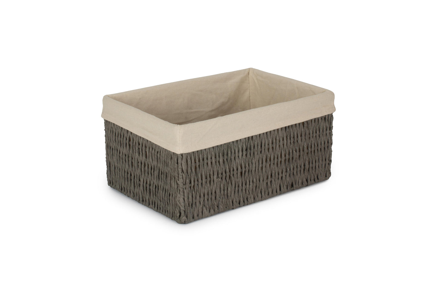LARGE GREY PAPER ROPE STORAGE BASKET with WHITE LINING