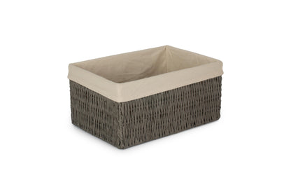 LARGE GREY PAPER ROPE STORAGE BASKET with WHITE LINING