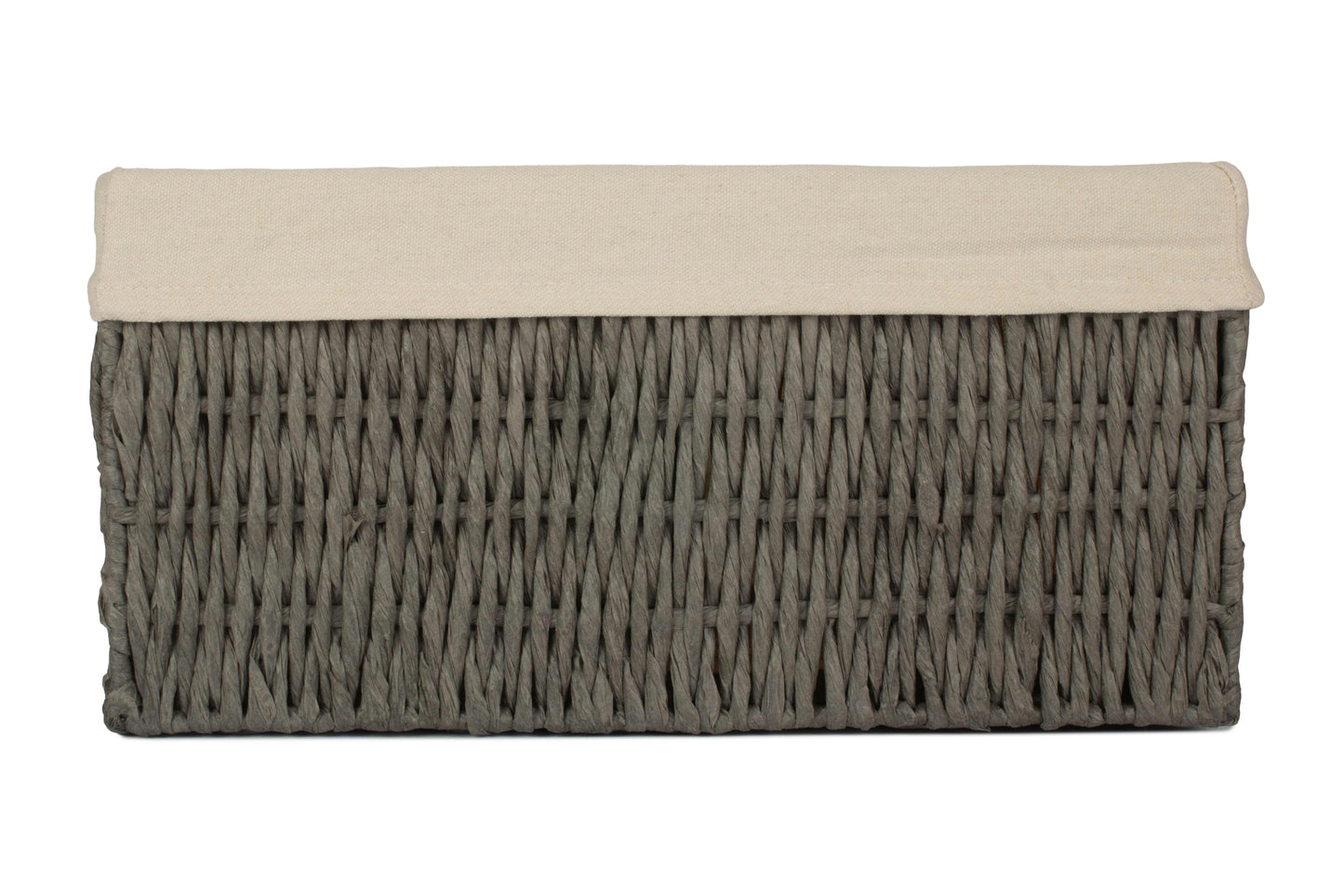 LARGE GREY PAPER ROPE STORAGE BASKET with WHITE LINING