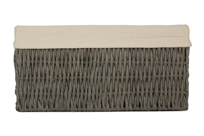 LARGE GREY PAPER ROPE STORAGE BASKET with WHITE LINING