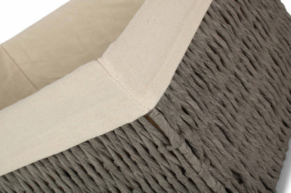 LARGE GREY PAPER ROPE STORAGE BASKET with WHITE LINING