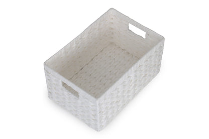 SIZE 1 WHITE PAPER ROPE RECTANGULAR STORAGE BASKET
