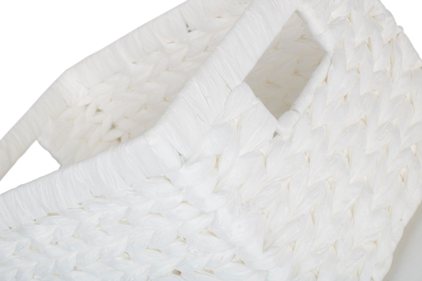 SIZE 1 WHITE PAPER ROPE RECTANGULAR STORAGE BASKET