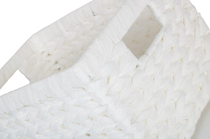 SIZE 1 WHITE PAPER ROPE RECTANGULAR STORAGE BASKET