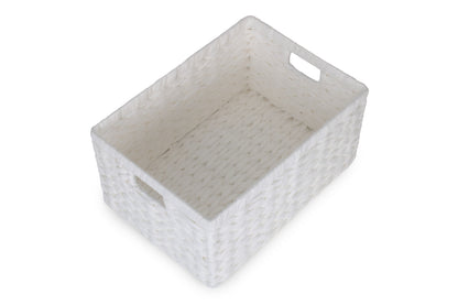SIZE 2 WHITE PAPER ROPE RECTANGULAR STORAGE BASKET