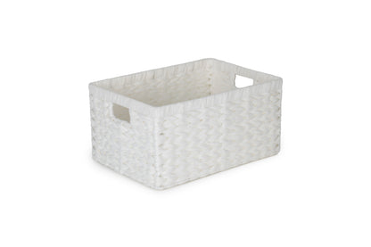 SIZE 2 WHITE PAPER ROPE RECTANGULAR STORAGE BASKET