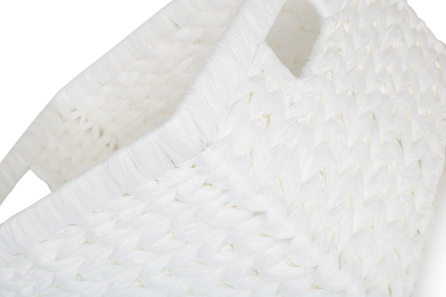 SIZE 2 WHITE PAPER ROPE RECTANGULAR STORAGE BASKET