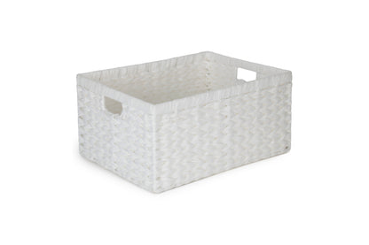 SIZE 3 WHITE PAPER ROPE RECTANGULAR STORAGE BASKET