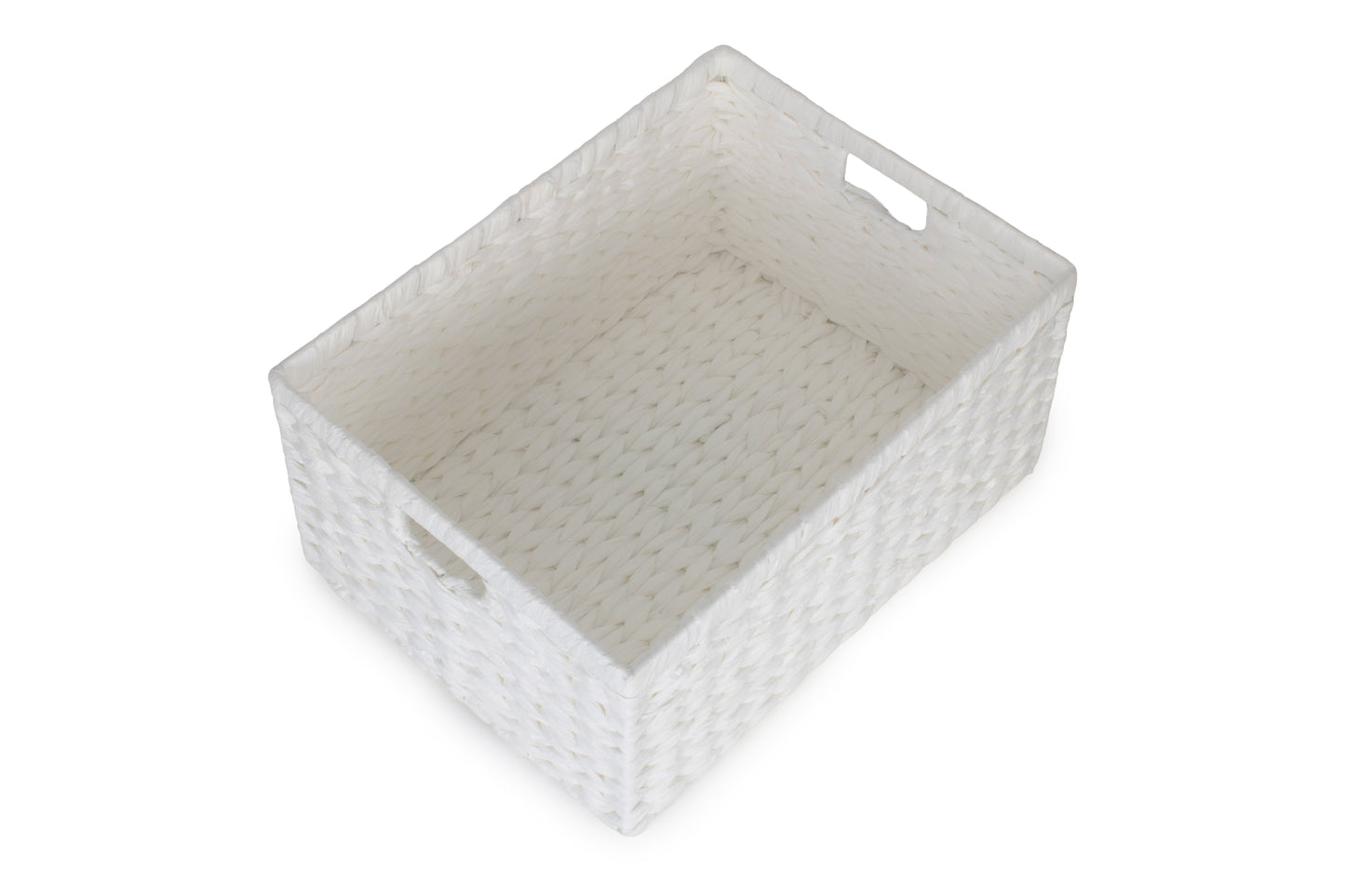 SIZE 3 WHITE PAPER ROPE RECTANGULAR STORAGE BASKET