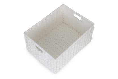 SIZE 3 WHITE PAPER ROPE RECTANGULAR STORAGE BASKET