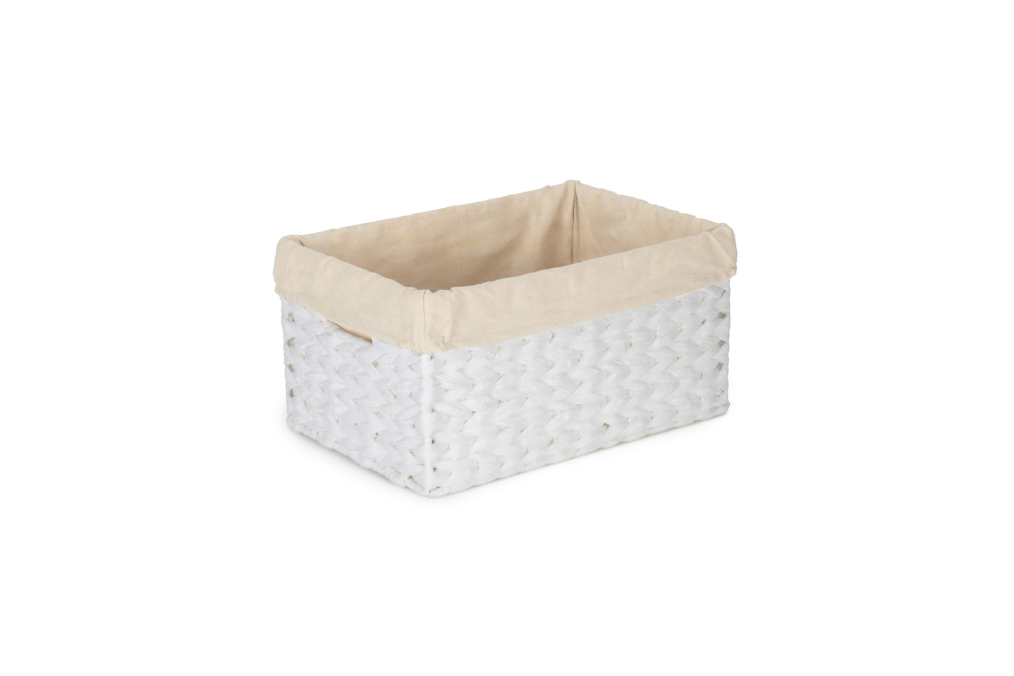 SIZE 1 WHITE PAPER ROPE RECTANGULAR STORAGE BASKET with WHITE LINING