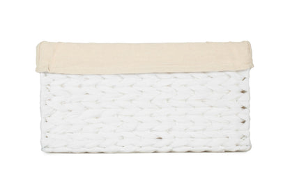 SIZE 1 WHITE PAPER ROPE RECTANGULAR STORAGE BASKET with WHITE LINING