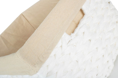 SIZE 2 WHITE PAPER ROPE RECTANGULAR STORAGE BASKET with WHITE LINING