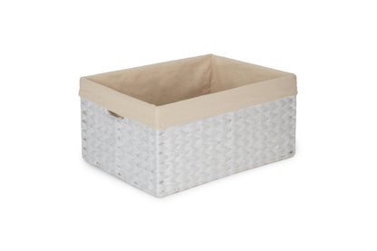 SIZE 3 WHITE PAPER ROPE RECTANGULAR STORAGE BASKET with WHITE LINING