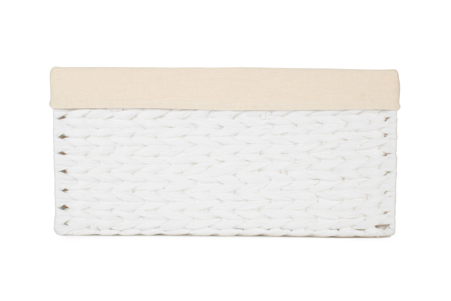 SIZE 3 WHITE PAPER ROPE RECTANGULAR STORAGE BASKET with WHITE LINING