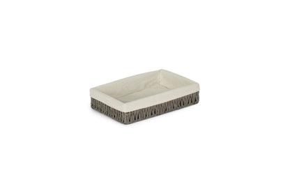 SMALL LINED RECTANGULAR STRAIGHT-SIDED GREY PAPER ROPE TRAY