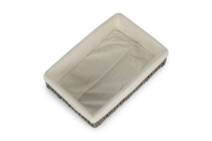 SMALL LINED RECTANGULAR STRAIGHT-SIDED GREY PAPER ROPE TRAY