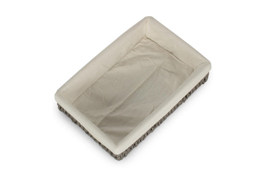 SMALL LINED RECTANGULAR STRAIGHT-SIDED GREY PAPER ROPE TRAY