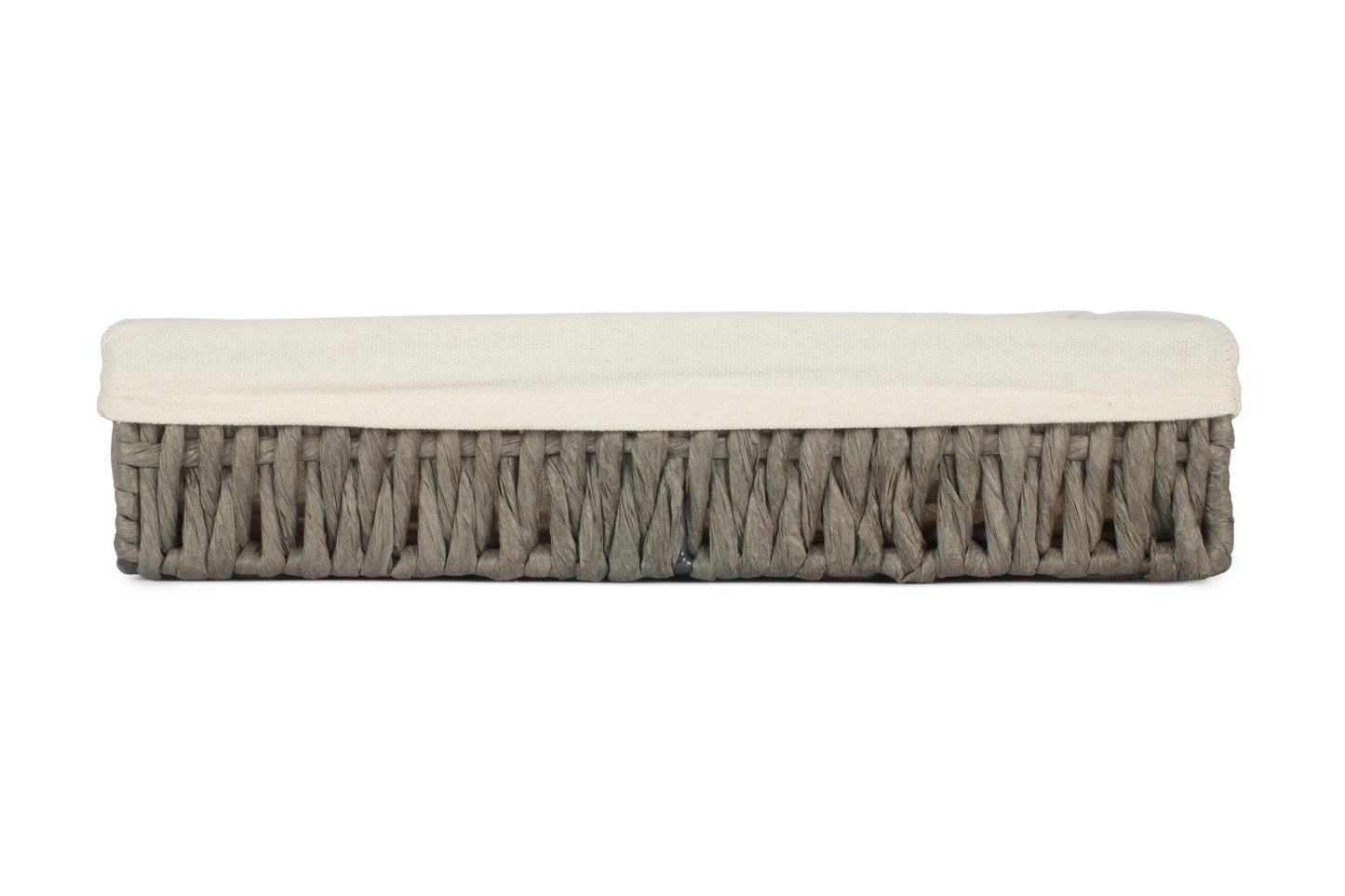 SMALL LINED RECTANGULAR STRAIGHT-SIDED GREY PAPER ROPE TRAY