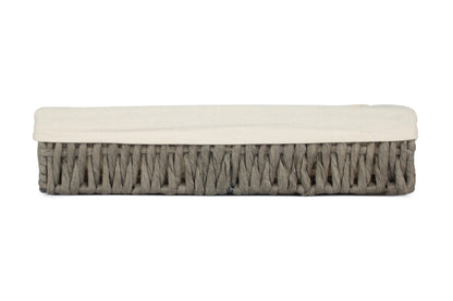 SMALL LINED RECTANGULAR STRAIGHT-SIDED GREY PAPER ROPE TRAY