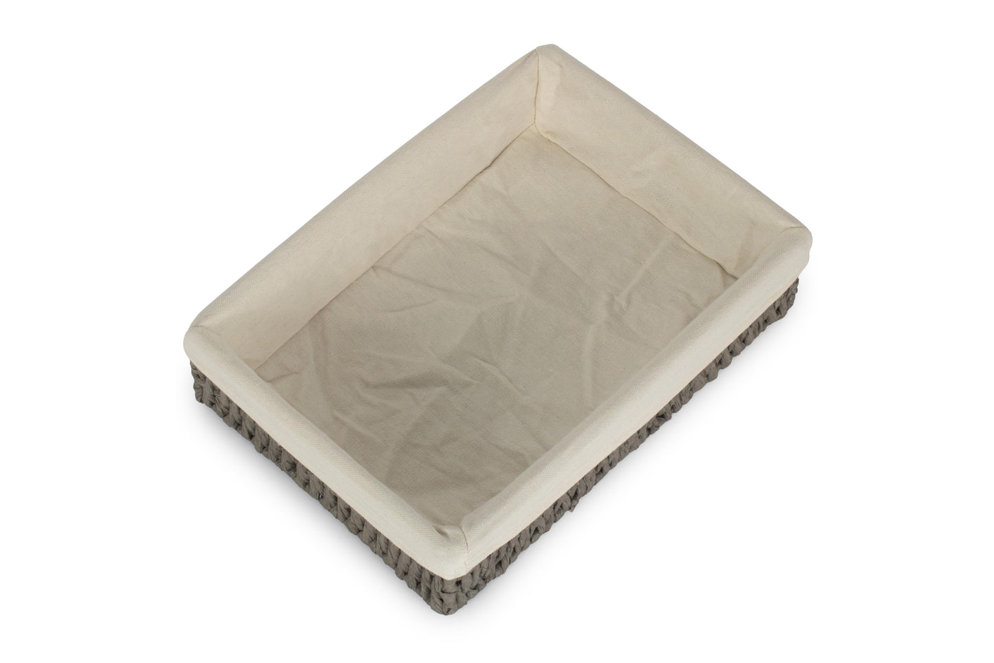 MEDIUM LINED RECTANGULAR STRAIGHT-SIDED GREY PAPER ROPE TRAY