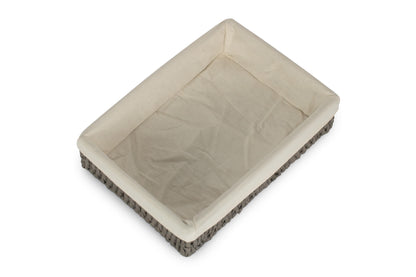 MEDIUM LINED RECTANGULAR STRAIGHT-SIDED GREY PAPER ROPE TRAY