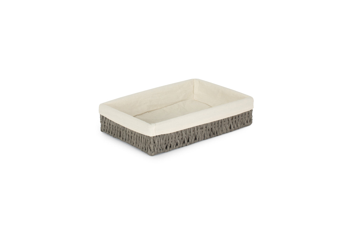 MEDIUM LINED RECTANGULAR STRAIGHT-SIDED GREY PAPER ROPE TRAY