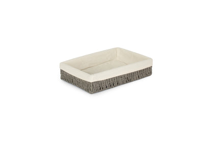 MEDIUM LINED RECTANGULAR STRAIGHT-SIDED GREY PAPER ROPE TRAY
