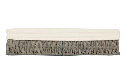 MEDIUM LINED RECTANGULAR STRAIGHT-SIDED GREY PAPER ROPE TRAY