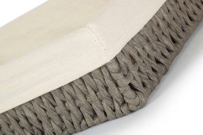 MEDIUM LINED RECTANGULAR STRAIGHT-SIDED GREY PAPER ROPE TRAY
