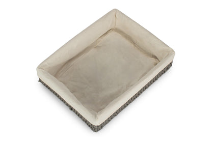 LARGE LINED RECTANGULAR STRAIGHT-SIDED GREY PAPER ROPE TRAY
