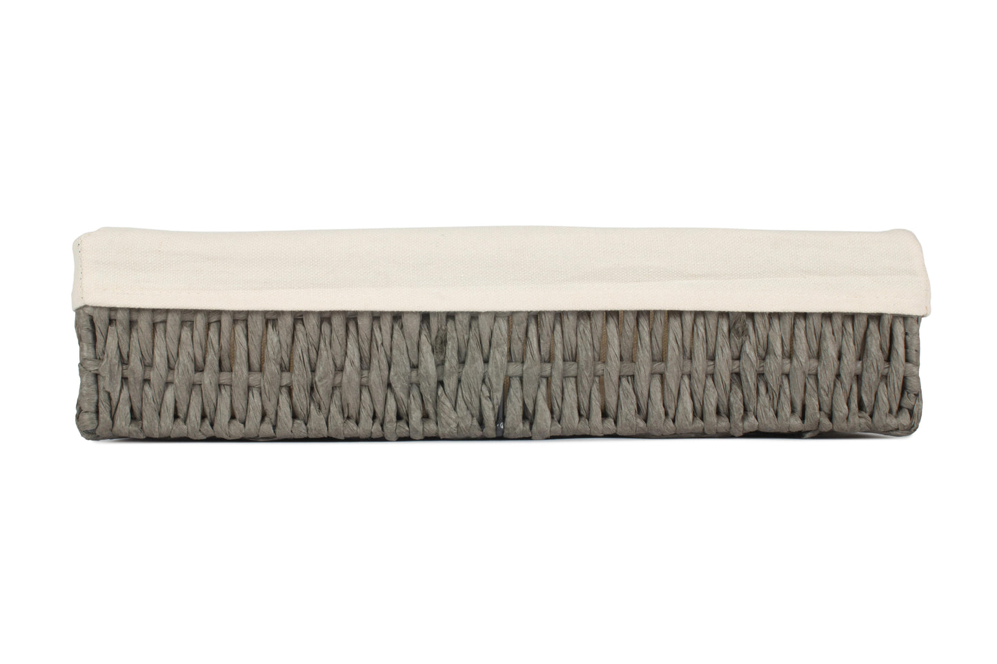 LARGE LINED RECTANGULAR STRAIGHT-SIDED GREY PAPER ROPE TRAY