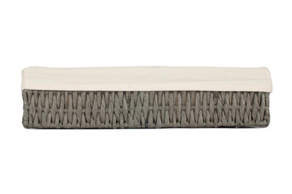 LARGE LINED RECTANGULAR STRAIGHT-SIDED GREY PAPER ROPE TRAY