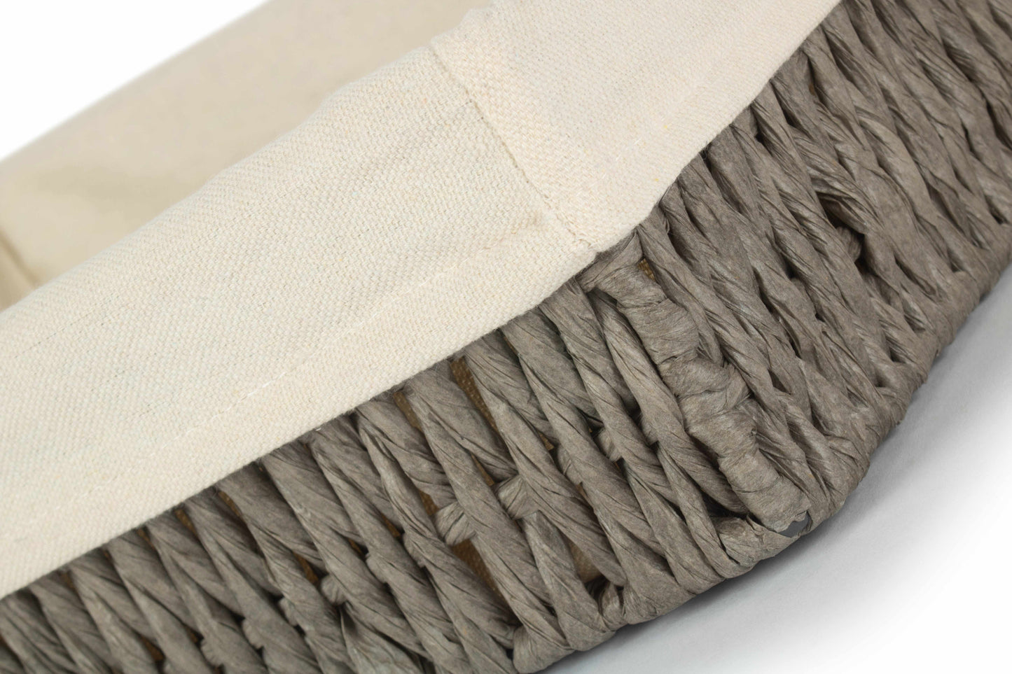 EXTRA LARGE LINED RECTANGULAR STRAIGHT-SIDED GREY PAPER ROPE TRAY
