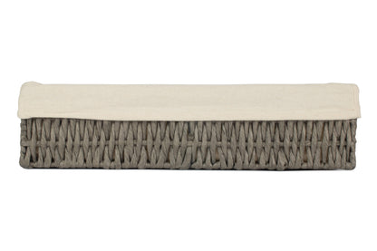 EXTRA LARGE LINED RECTANGULAR STRAIGHT-SIDED GREY PAPER ROPE TRAY
